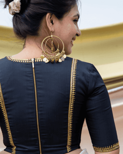  Zohra x Luxe | Black Blouse with Gold Hand Embroidery and FlexiFit™ Elastic Sides_2