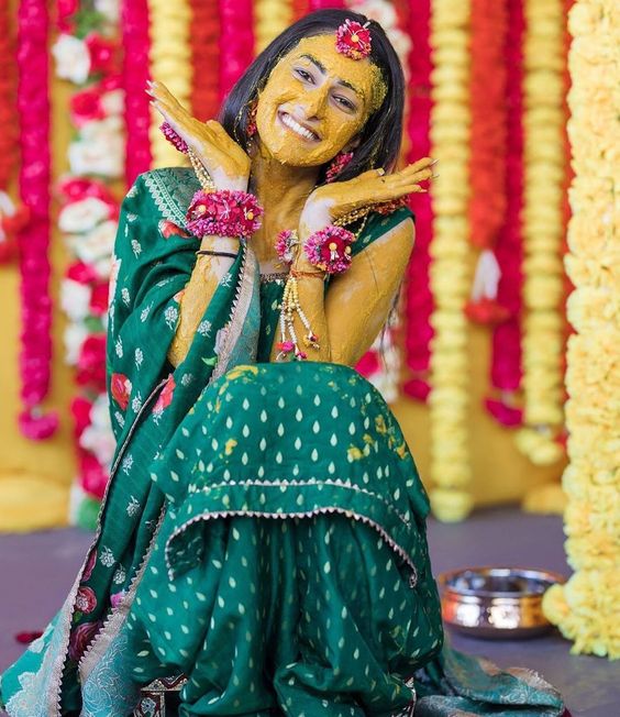 Green Haldi Outfit