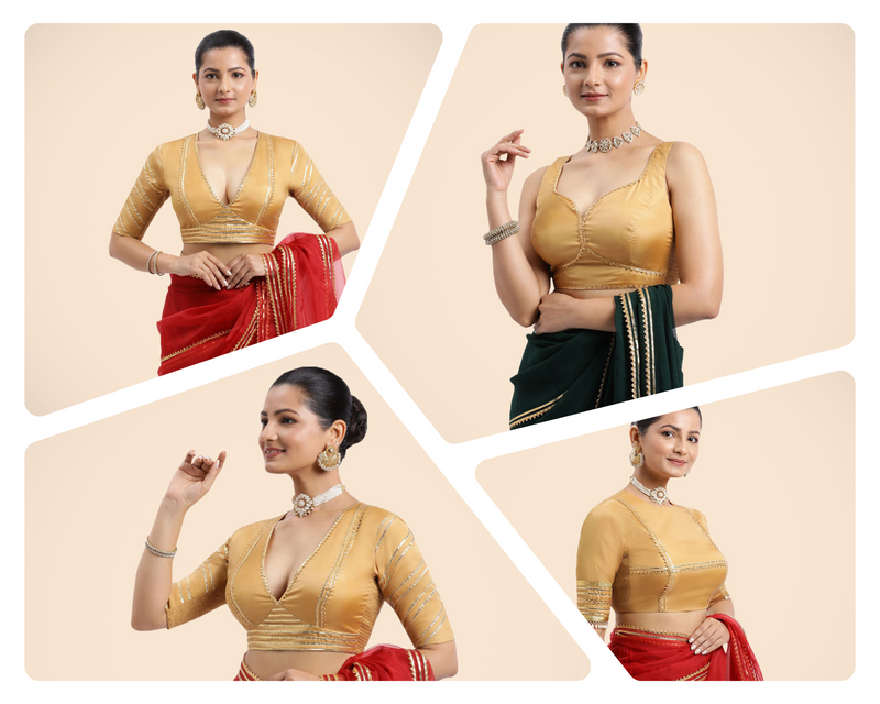 saree blouse gold nafeeza