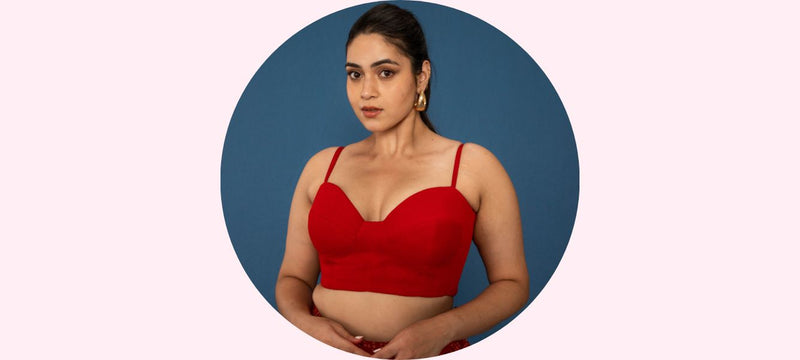 This designer blouse comes with a secret detailing that makes it extra comfortable