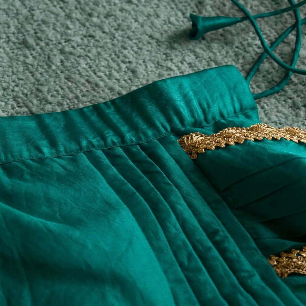 Nureh x Tyohaar | Glass Green Shimmer Tissue Skirt Style Saree