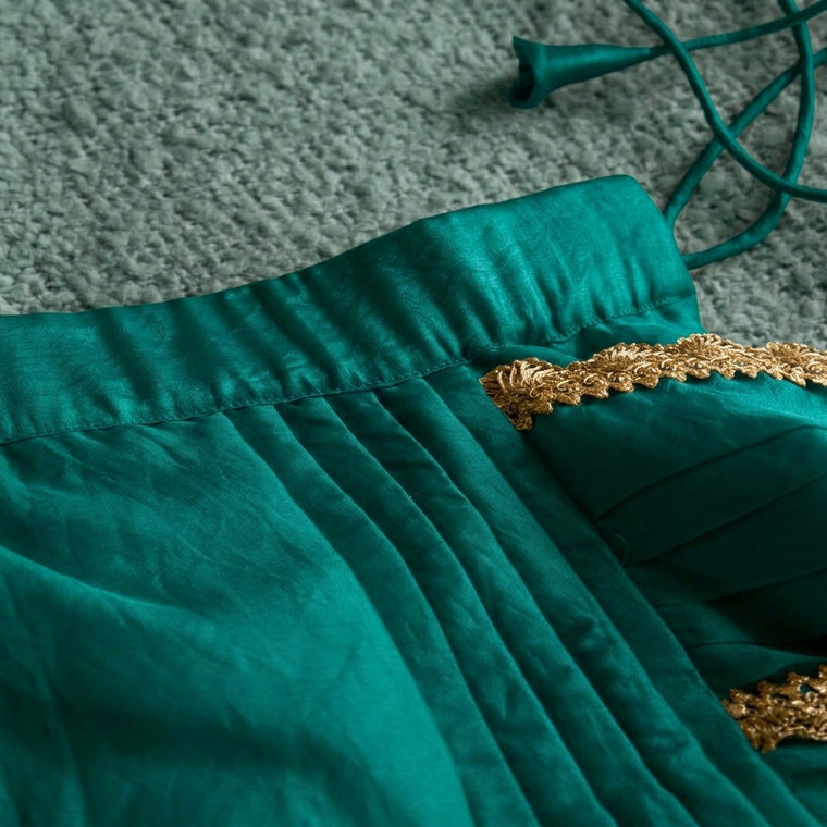 Nureh x Tyohaar | Glass Green Shimmer Tissue Skirt Style Saree