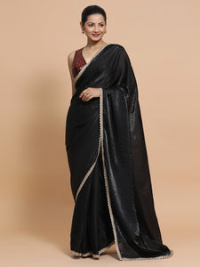 Jhilmil x Tyohaar | Black Dual Toned Tissue Fabric Ready-to-Wear One Minute Saree