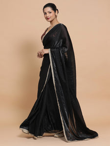 Jhilmil x Tyohaar | Black Dual Toned Tissue Fabric Ready-to-Wear One Minute Saree