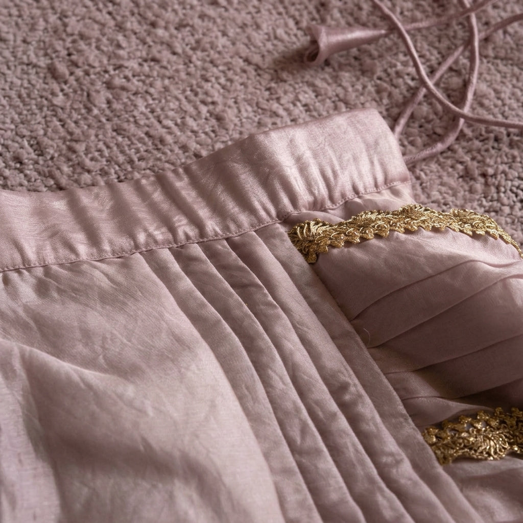 Nureh x Tyohaar | Metallic Lavender Shimmer Tissue Skirt Style Saree
