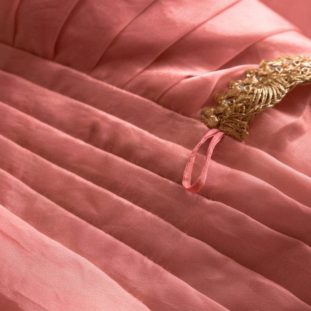 Nureh x Tyohaar | Blush Pink Shimmer Tissue Skirt Style Saree
