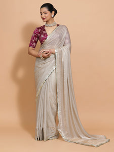 Shanaya x Tyohaar | Silver Grey Tissue Ready-to-Wear One Minute Saree