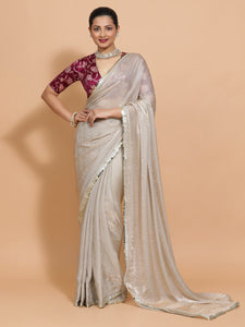 Shanaya x Tyohaar | Silver Grey Tissue Ready-to-Wear One Minute Saree