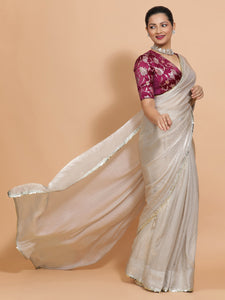 Shanaya x Tyohaar | Silver Grey Tissue Ready-to-Wear One Minute Saree