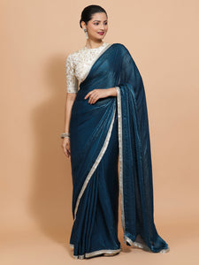 Celina x Tyohaar | Crystal Blue Tissue Ready-to-Wear One Minute Saree