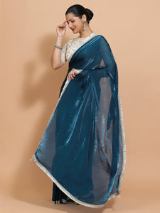 Celina x Tyohaar | Crystal Blue Tissue Ready-to-Wear One Minute Saree