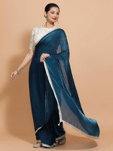 Celina x Tyohaar | Crystal Blue Tissue Ready-to-Wear One Minute Saree