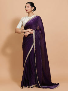 Nasreen x Tyohaar | Purple Radiance Tissue Ready-to-Wear One Minute Saree