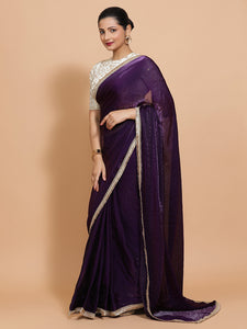 Nasreen x Tyohaar | Purple Radiance Tissue Ready-to-Wear One Minute Saree