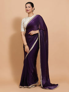 Nasreen x Tyohaar | Purple Radiance Tissue Ready-to-Wear One Minute Saree