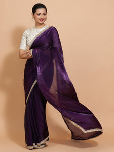 Nasreen x Tyohaar | Purple Radiance Tissue Ready-to-Wear One Minute Saree