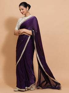 Nasreen x Tyohaar | Purple Radiance Tissue Ready-to-Wear One Minute Saree