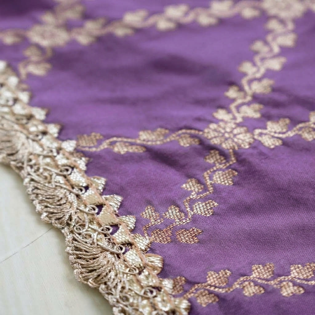 Poppy x Tyohaar | Moonlit Lavender Vine Mesh Brocade Tent Style Kurta & Flared Pant Set