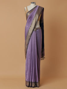 Maheshwari Cotton Silk Light Purple Saree With Woven Lotus Butta