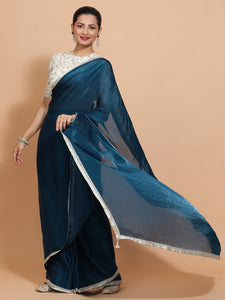 Celina x Tyohaar | Crystal Blue Tissue Ready-to-Wear One Minute Saree