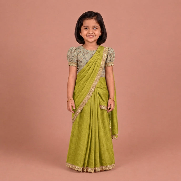 Chanchal x Tyohaar | Lumina Yellow Viscose Organza Skirt Style Saree