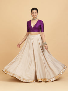 Zainab Zeenat 3-Piece Lehenga Set | Oyster Grey Lehenga, Purple Blouse | With Falak Purple Dupatta