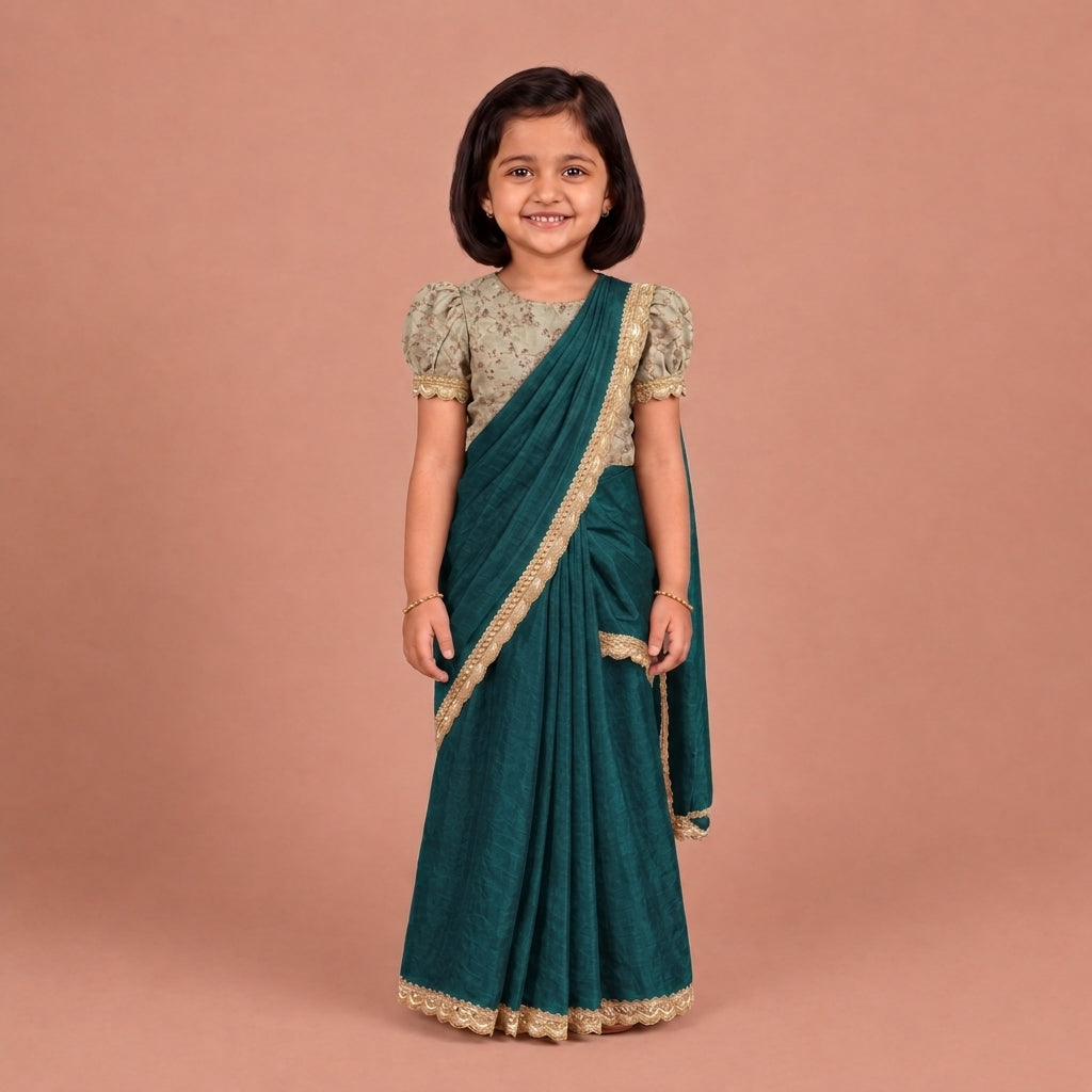 Nureh x Tyohaar | Crystal Blue Shimmer Tissue Skirt Style Saree