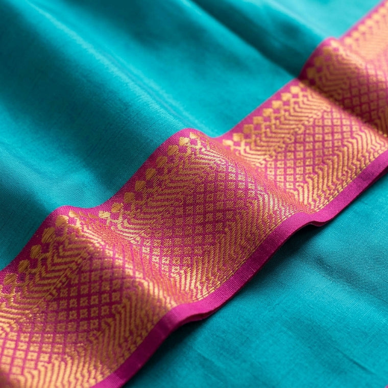 Gungun x Tyohaar | Cerulean Blue Mangalgiri Cotton Ready-To-Wear Saree