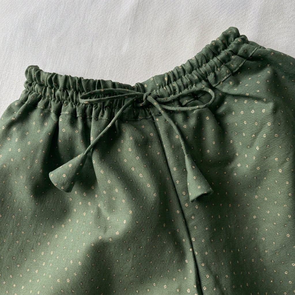 Kitty x Tyohaar | Green Foil Chandheri Tent Style Kurta & Flared Pant Set
