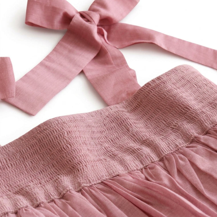 Evie x Tyohaar | Tiered Skirt & Top Set in Baby Pink Chanderi