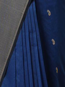 Maheshwari Cotton Silk Blue Saree With Woven Butta