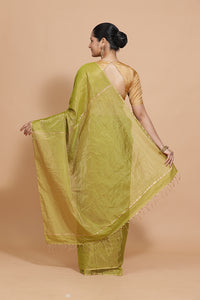 Maheshwari Cotton Silk Green Tissue Saree