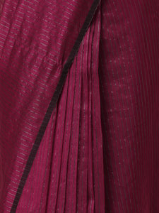 Maheshwari Cotton Silk Pink Striped Saree With Silver Border