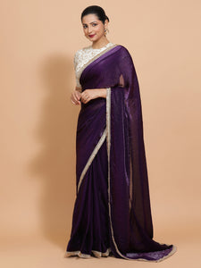 Nasreen x Tyohaar | Purple Radiance Tissue Ready-to-Wear One Minute Saree