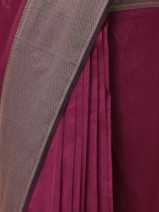 Dark Pink Saree With Woven Butta