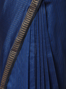 Maheshwari Cotton Silk Indigo blue Saree with Golden Zari Border