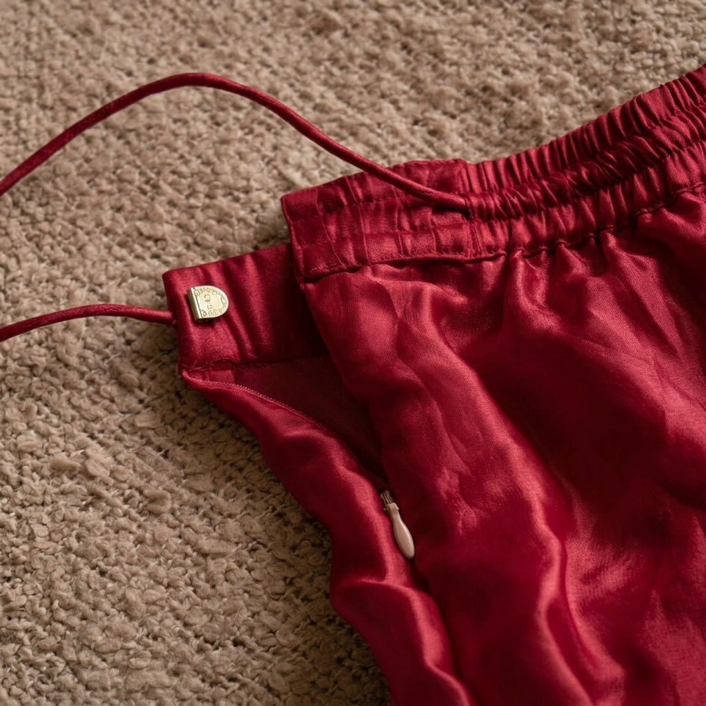 Nureh x Tyohaar | Velvety Red Shimmer Tissue Skirt Style Saree