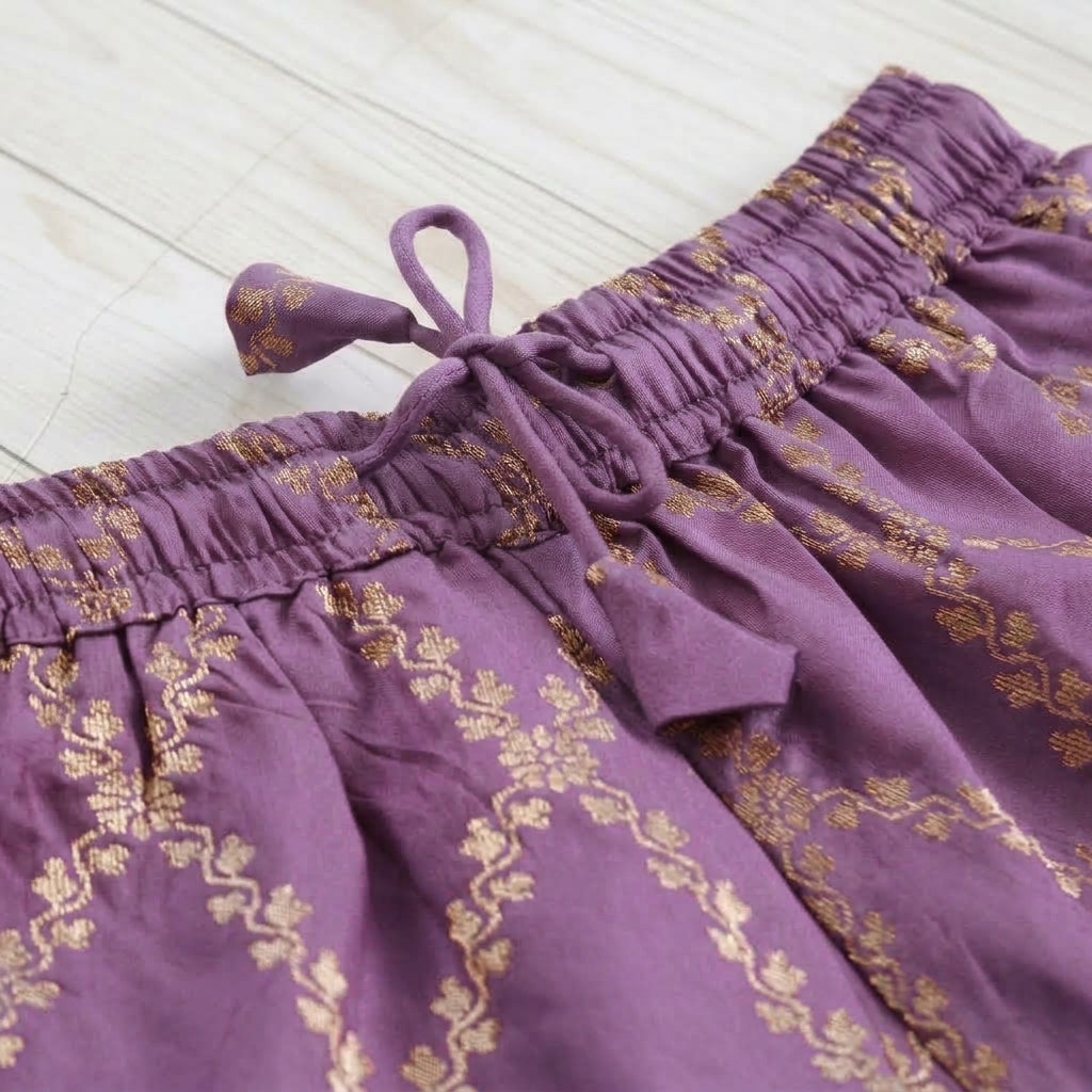 Poppy x Tyohaar | Moonlit Lavender Vine Mesh Brocade Tent Style Kurta & Flared Pant Set