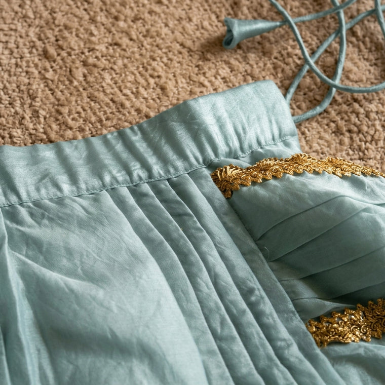 Nureh x Tyohaar | Moonlight Blue Shimmer Tissue Skirt Style Saree