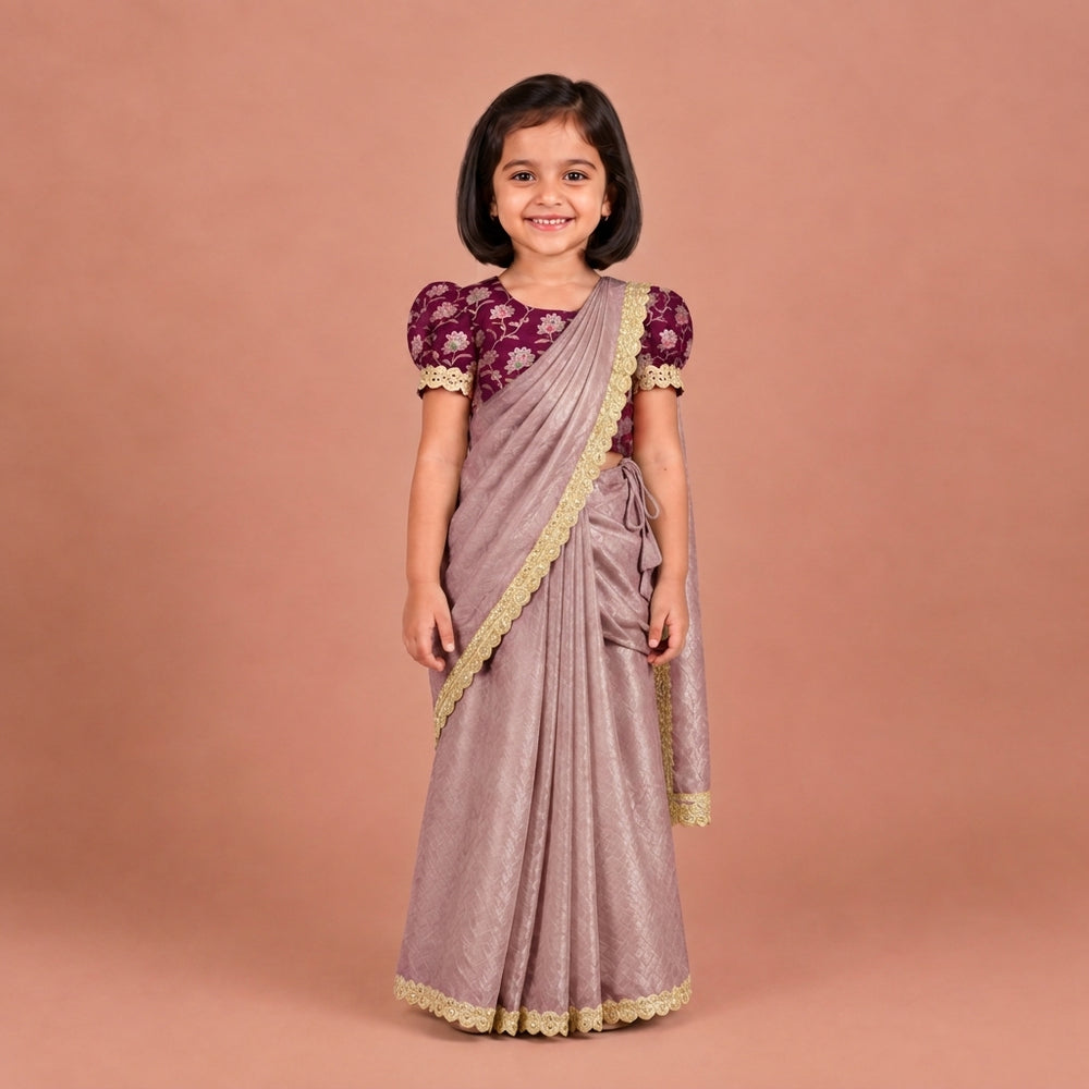 Nureh x Tyohaar | Silken lavender Shimmer Tissue Skirt Style Saree