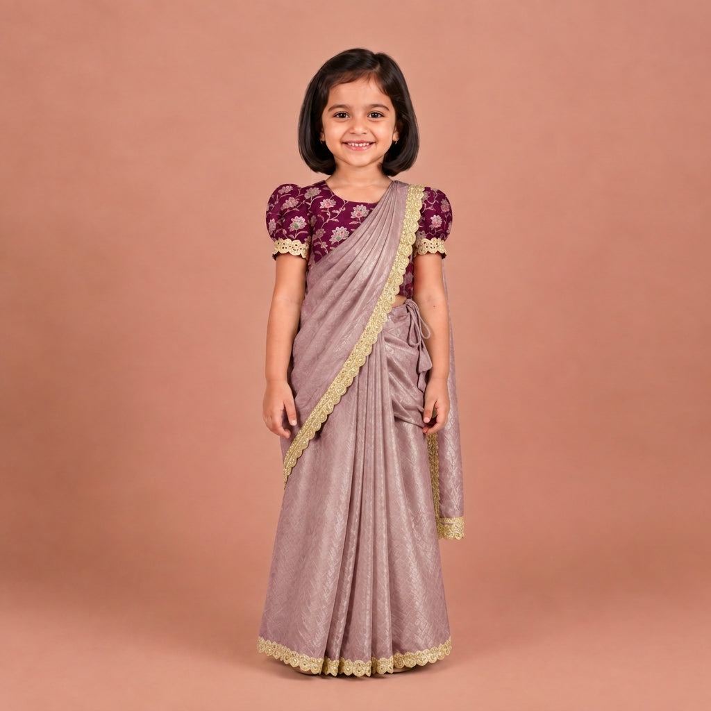 Nureh x Tyohaar | Silken lavender Shimmer Tissue Skirt Style Saree