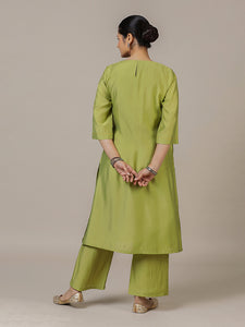 Sadaf x Rozaana | A Line Kurta in Pista Green with Thread Work | Coords or Only Kurta