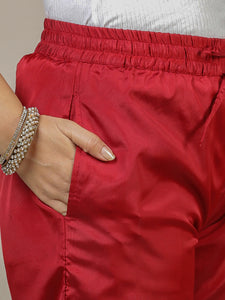 Nyla x Tyohaar | Crimson Red Art Silk Pants