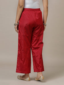 Nyla x Tyohaar | Crimson Red Art Silk Pants