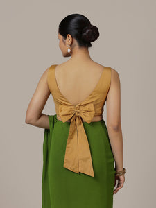 Sherry x Rozaana | Gold Saree Blouse w/ Back Bow and FlexiFit™