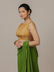 Sherry x Rozaana | Gold Saree Blouse w/ Back Bow and FlexiFit™