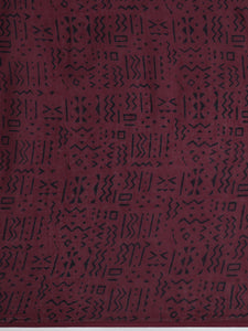 Hand Block Printed Maroon Cotton Mulmul saree