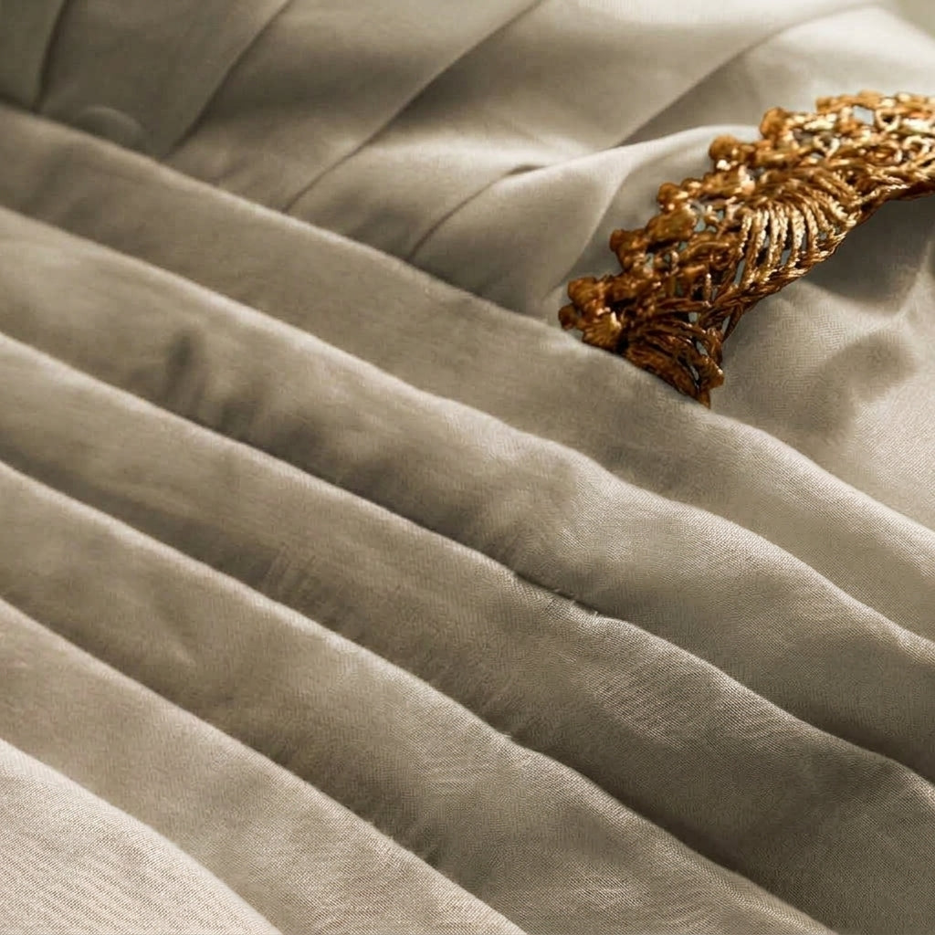 Chanchal x Tyohaar | Frost White Viscose Organza Skirt Style Saree