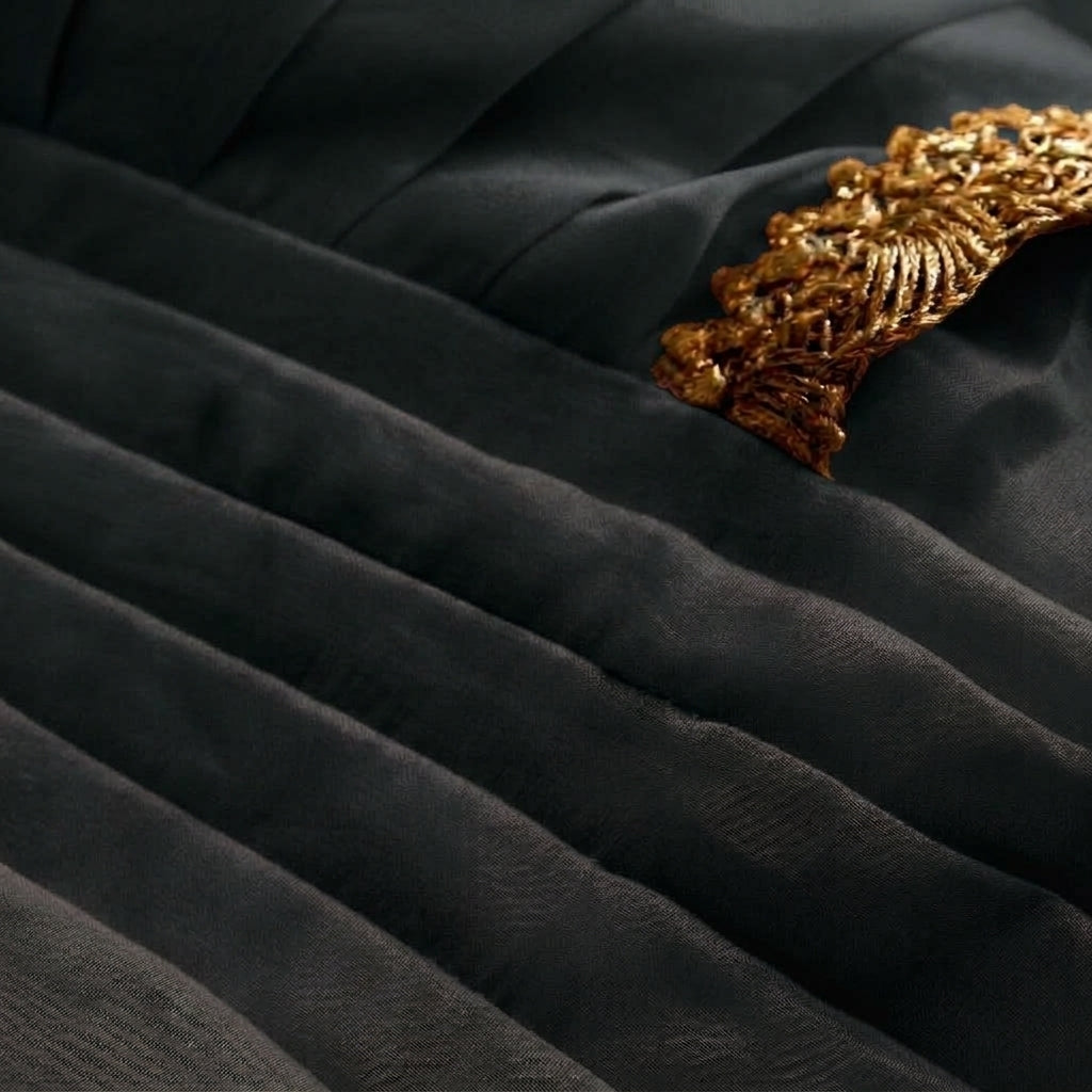 Chanchal x Tyohaar | Mystic Black Viscose Organza Skirt Style Saree