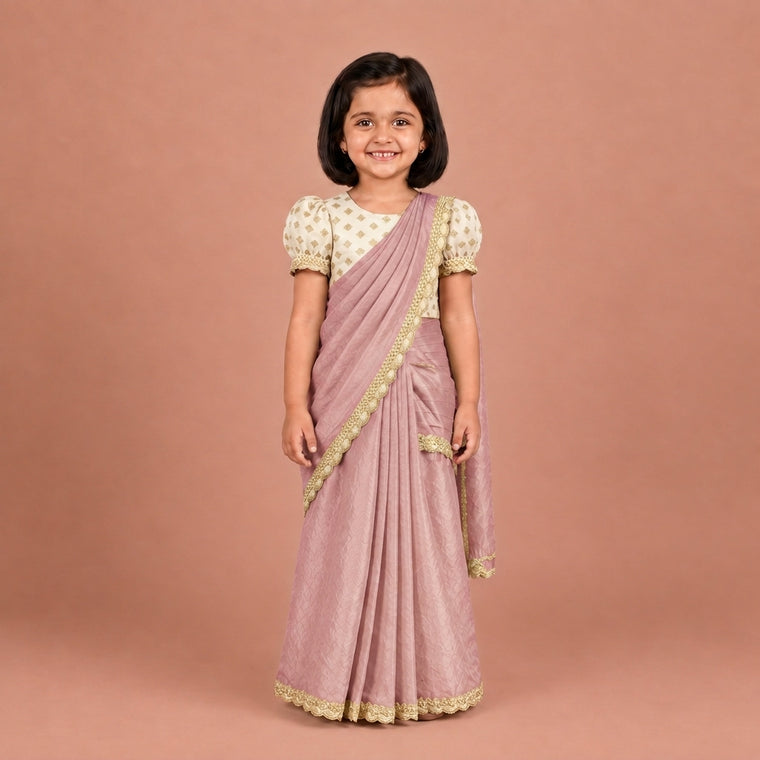 Chanchal x Tyohaar | Cloudy Pink Peach Viscose Organza Skirt Style Saree